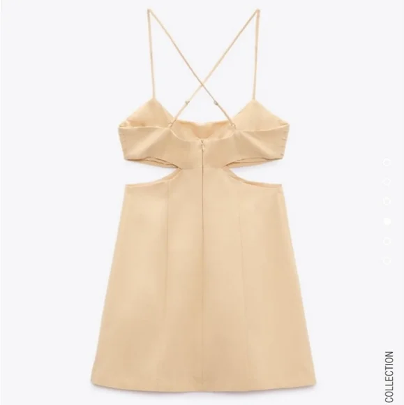 NWT Zara Cut Out Linen Blend Dress - Picture 9 of 10